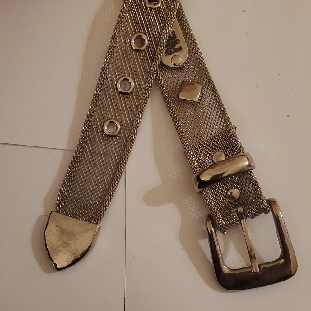 New Silver Mesh Metal Belt with Paris,Rome &New Yourk Detail In 28
